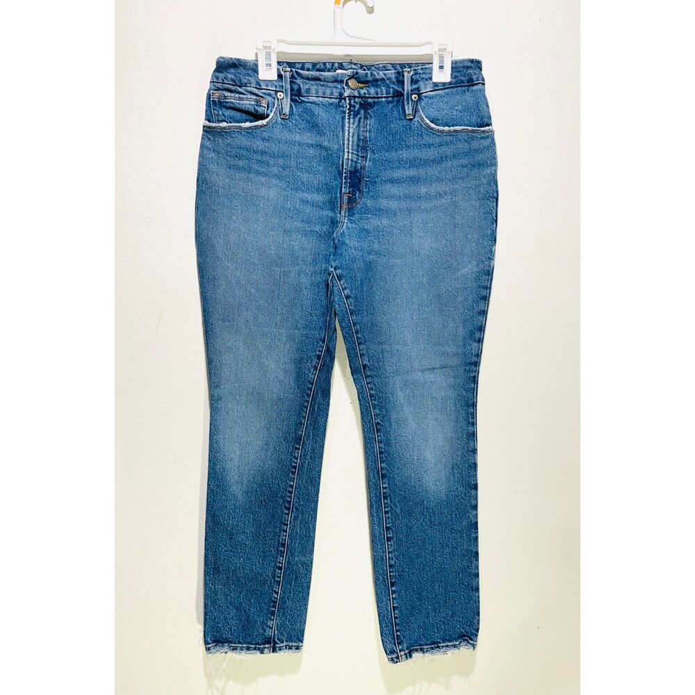 Good american jean casual high rise medium wash blue denim comfy women 10/30